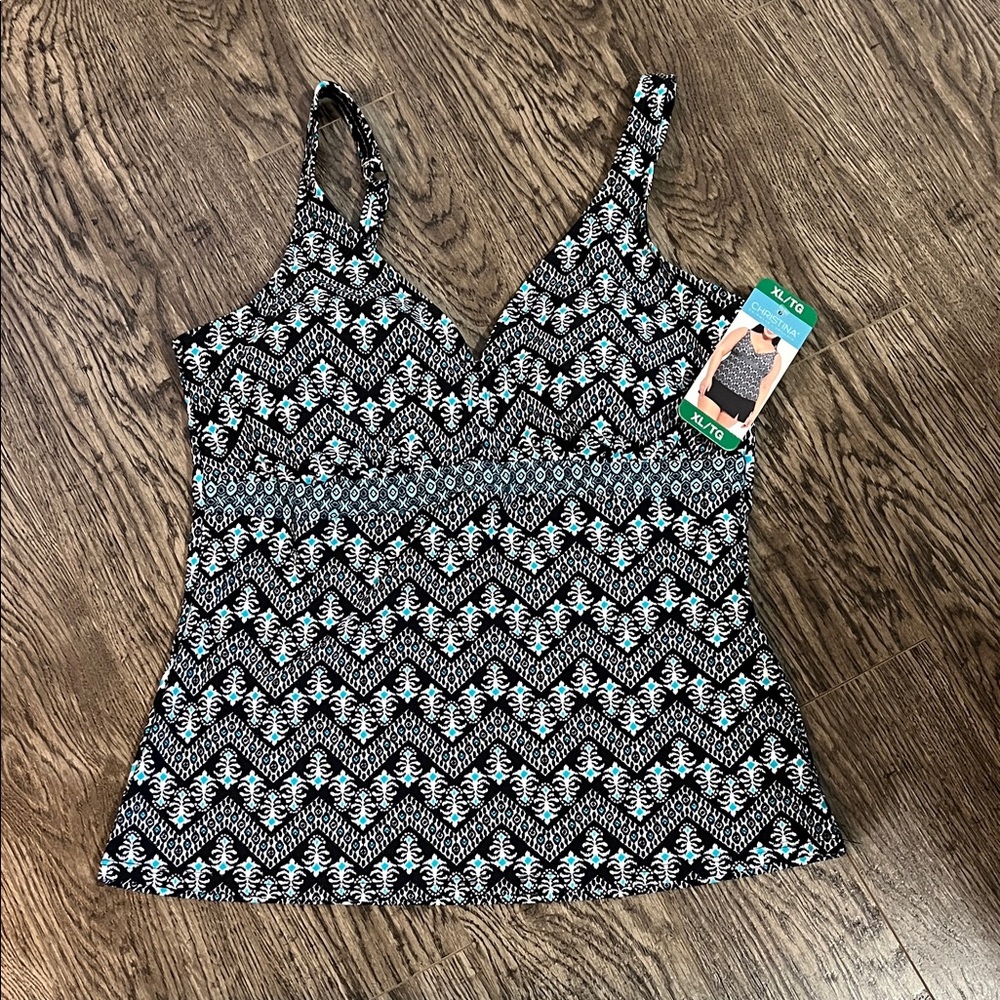 Christina Black and White Geometric Tank Top